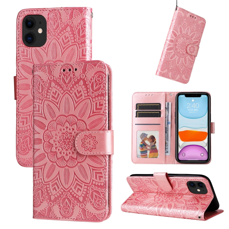 Custodia per telefono in pelle di girasole goffrata, For iPhone 12 mini, For iPhone 12 / 12 Pro, For iPhone 12 Pro Max, For iPhone 11