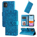 Custodia per telefono in pelle di girasole goffrata, For iPhone 12 mini, For iPhone 12 / 12 Pro, For iPhone 12 Pro Max, For iPhone 11
