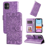 Custodia per telefono in pelle di girasole goffrata, For iPhone 12 mini, For iPhone 12 / 12 Pro, For iPhone 12 Pro Max, For iPhone 11