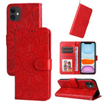 Custodia per telefono in pelle di girasole goffrata, For iPhone 12 mini, For iPhone 12 / 12 Pro, For iPhone 12 Pro Max, For iPhone 11