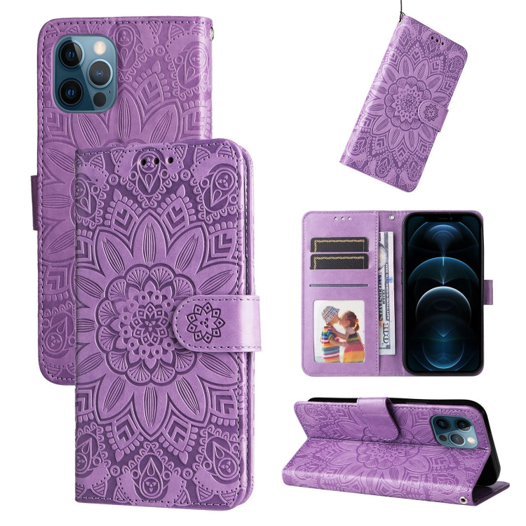 Custodia per telefono in pelle di girasole goffrata, For iPhone 11 Pro, For iPhone 11 Pro Max, For iPhone X / XS, For iPhone XR
