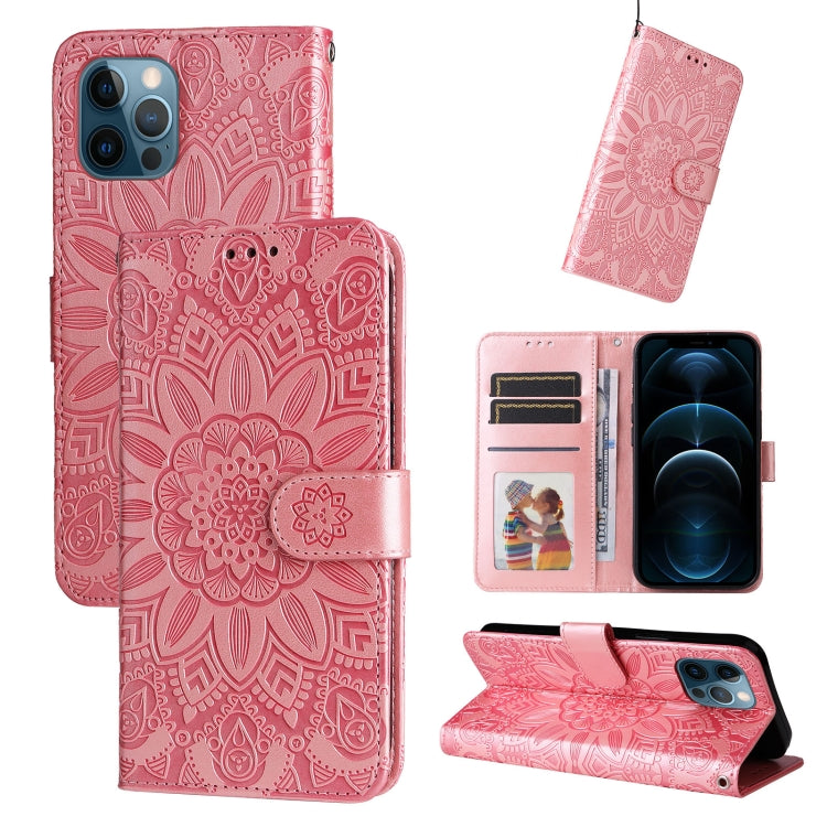 Custodia per telefono in pelle di girasole goffrata, For iPhone 11 Pro, For iPhone 11 Pro Max, For iPhone X / XS, For iPhone XR