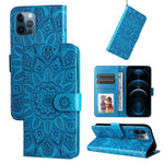 Custodia per telefono in pelle di girasole goffrata, For iPhone 11 Pro, For iPhone 11 Pro Max, For iPhone X / XS, For iPhone XR