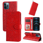 Custodia per telefono in pelle di girasole goffrata, For iPhone 11 Pro, For iPhone 11 Pro Max, For iPhone X / XS, For iPhone XR