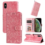 Custodia per telefono in pelle di girasole goffrata, For iPhone 11 Pro, For iPhone 11 Pro Max, For iPhone X / XS, For iPhone XR