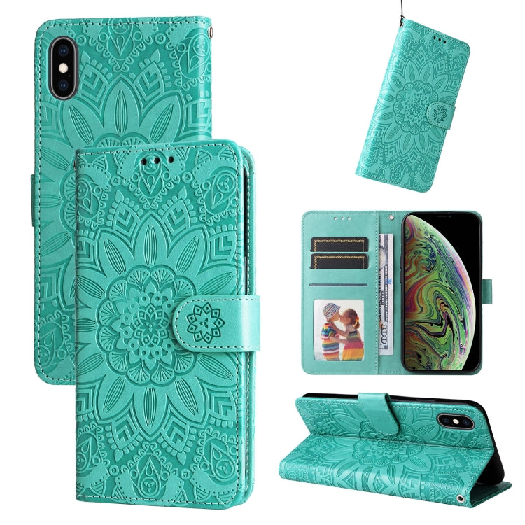 Custodia per telefono in pelle di girasole goffrata, For iPhone 11 Pro, For iPhone 11 Pro Max, For iPhone X / XS, For iPhone XR