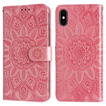 Custodia per telefono in pelle di girasole goffrata, For iPhone XS Max, For iPhone SE 2022 / SE 2020 / 7 / 8, For iPhone 7 Plus / 8 Plus