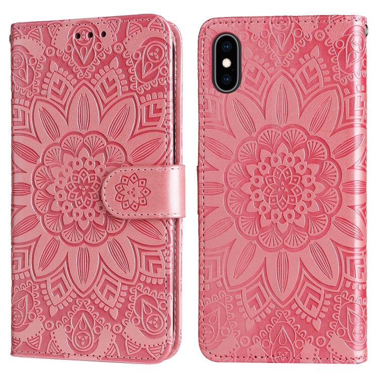 Custodia per telefono in pelle di girasole goffrata, For iPhone XS Max, For iPhone SE 2022 / SE 2020 / 7 / 8, For iPhone 7 Plus / 8 Plus