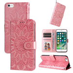 Custodia per telefono in pelle di girasole goffrata, For iPhone XS Max, For iPhone SE 2022 / SE 2020 / 7 / 8, For iPhone 7 Plus / 8 Plus