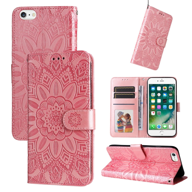 Custodia per telefono in pelle di girasole goffrata, For iPhone XS Max, For iPhone SE 2022 / SE 2020 / 7 / 8, For iPhone 7 Plus / 8 Plus