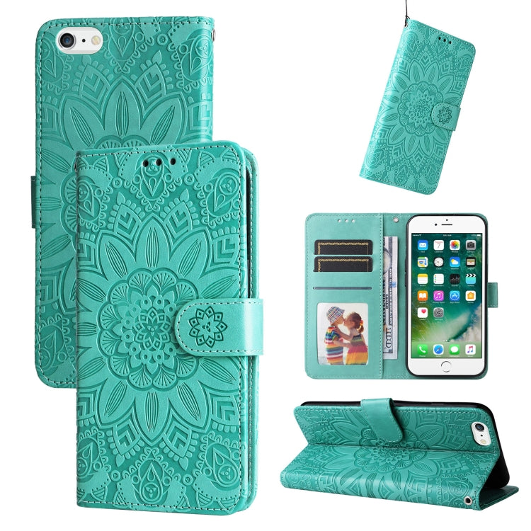 Custodia per telefono in pelle di girasole goffrata, For iPhone XS Max, For iPhone SE 2022 / SE 2020 / 7 / 8, For iPhone 7 Plus / 8 Plus