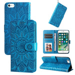 Custodia per telefono in pelle di girasole goffrata, For iPhone XS Max, For iPhone SE 2022 / SE 2020 / 7 / 8, For iPhone 7 Plus / 8 Plus