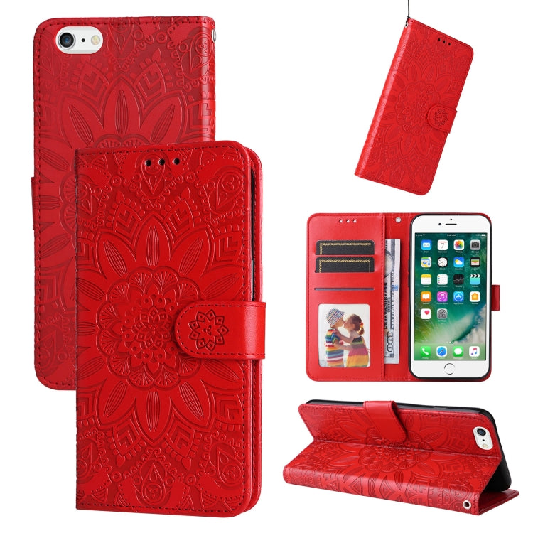 Custodia per telefono in pelle di girasole goffrata, For iPhone XS Max, For iPhone SE 2022 / SE 2020 / 7 / 8, For iPhone 7 Plus / 8 Plus