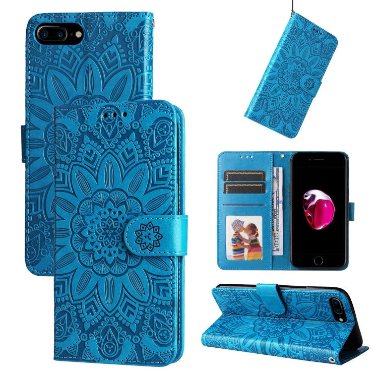 Custodia per telefono in pelle di girasole goffrata, For iPhone XS Max, For iPhone SE 2022 / SE 2020 / 7 / 8, For iPhone 7 Plus / 8 Plus