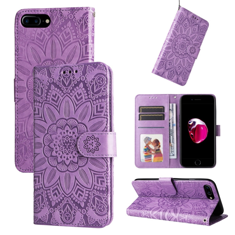 Custodia per telefono in pelle di girasole goffrata, For iPhone XS Max, For iPhone SE 2022 / SE 2020 / 7 / 8, For iPhone 7 Plus / 8 Plus
