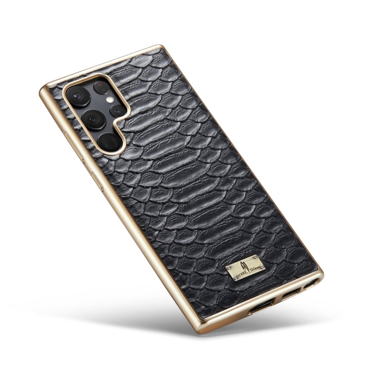 Fierre Shann Python Texture galvanica Custodia per cellulare in PU, For Samsung Galaxy S22 5G, For Samsung Galaxy S22+ 5G, For Samsung Galaxy S22 Ultra 5G