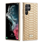 Fierre Shann Python Texture galvanica Custodia per cellulare in PU, For Samsung Galaxy S22 5G, For Samsung Galaxy S22+ 5G, For Samsung Galaxy S22 Ultra 5G
