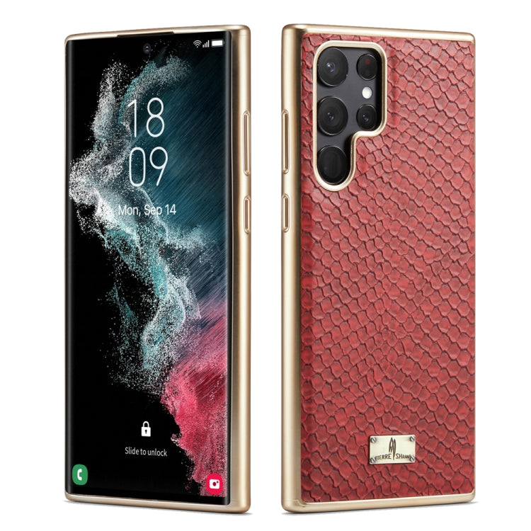 Fierre Shann Snake Texture Galvanotecnica Custodia per cellulare in PU, For Samsung Galaxy S22 5G, For Samsung Galaxy S22+ 5G, For Samsung Galaxy S22 Ultra 5G