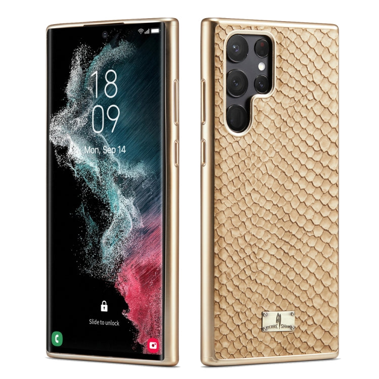 Fierre Shann Snake Texture Galvanotecnica Custodia per cellulare in PU, For Samsung Galaxy S22 5G, For Samsung Galaxy S22+ 5G, For Samsung Galaxy S22 Ultra 5G