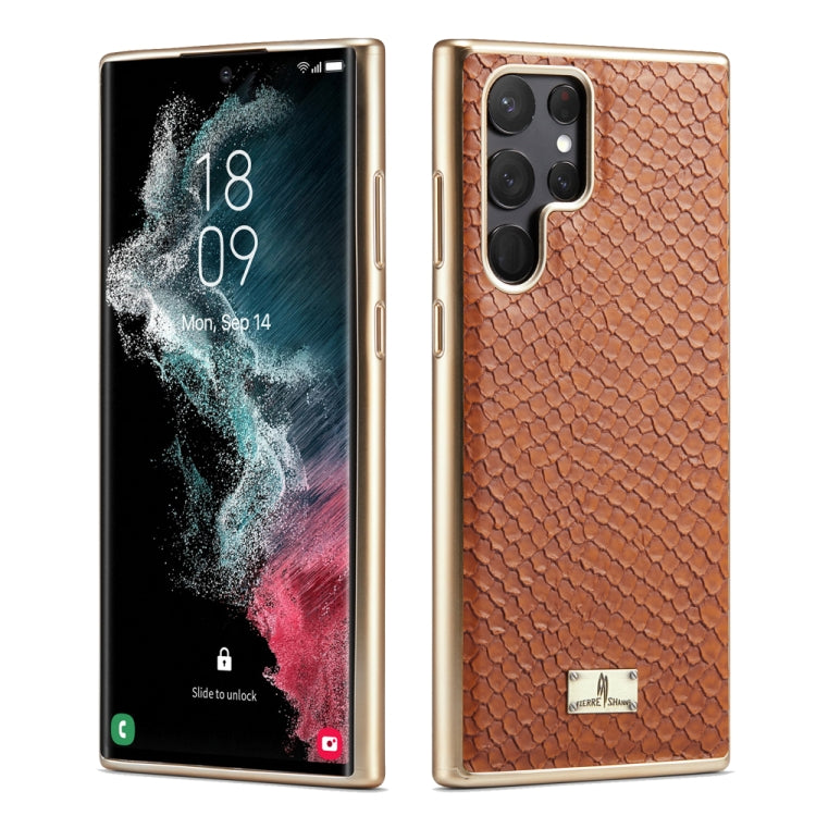 Fierre Shann Snake Texture Galvanotecnica Custodia per cellulare in PU, For Samsung Galaxy S22 5G, For Samsung Galaxy S22+ 5G, For Samsung Galaxy S22 Ultra 5G