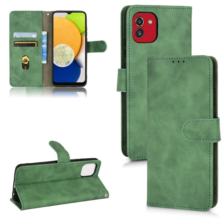 Custodia per telefono in pelle con vibrazione magnetica Skin Feel, For Samsung Galaxy A03 166mm