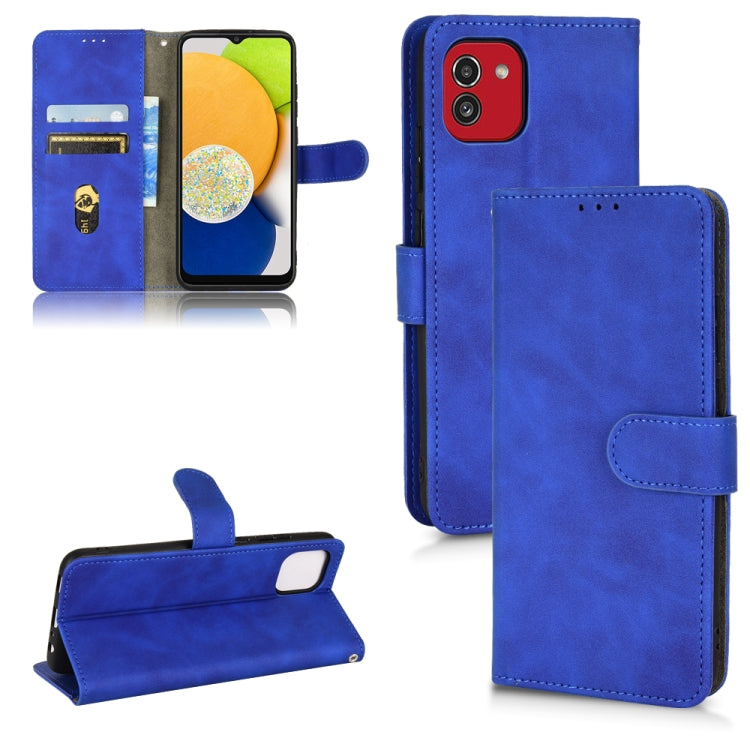 Custodia per telefono in pelle con vibrazione magnetica Skin Feel, For Samsung Galaxy A03 166mm