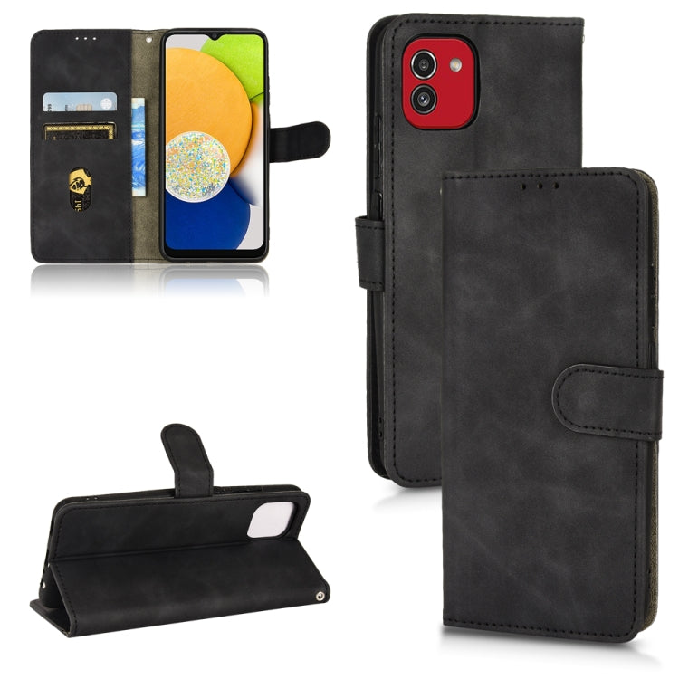 Custodia per telefono in pelle con vibrazione magnetica Skin Feel, For Samsung Galaxy A03 166mm