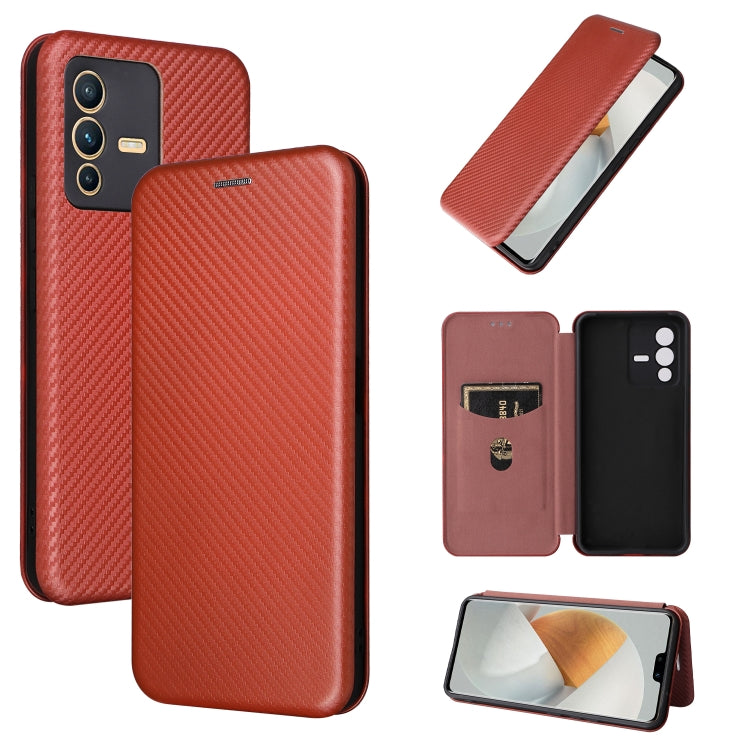 Custodia per telefono in pelle magnetica con trama in fibra di carbonio, For Tone E22, For vivo S12 5G / V23 5G, For Redmi Note 11T Pro / Note 11T Pro+ 5G, For Motorola Moto G42