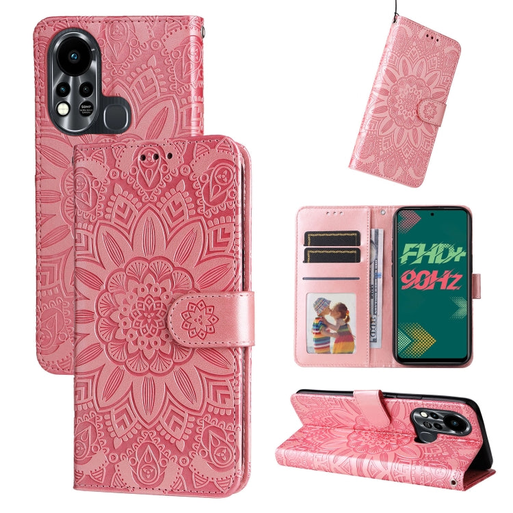 Custodia per telefono in pelle di girasole goffrata, For Infinix Hot 11s NFC, For Infinix Hot 11, For Infinix Hot 11s, For Infinix Hot 12i