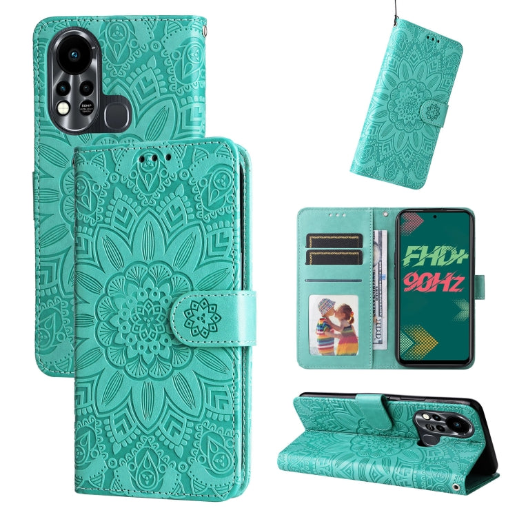 Custodia per telefono in pelle di girasole goffrata, For Infinix Hot 11s NFC, For Infinix Hot 11, For Infinix Hot 11s, For Infinix Hot 12i