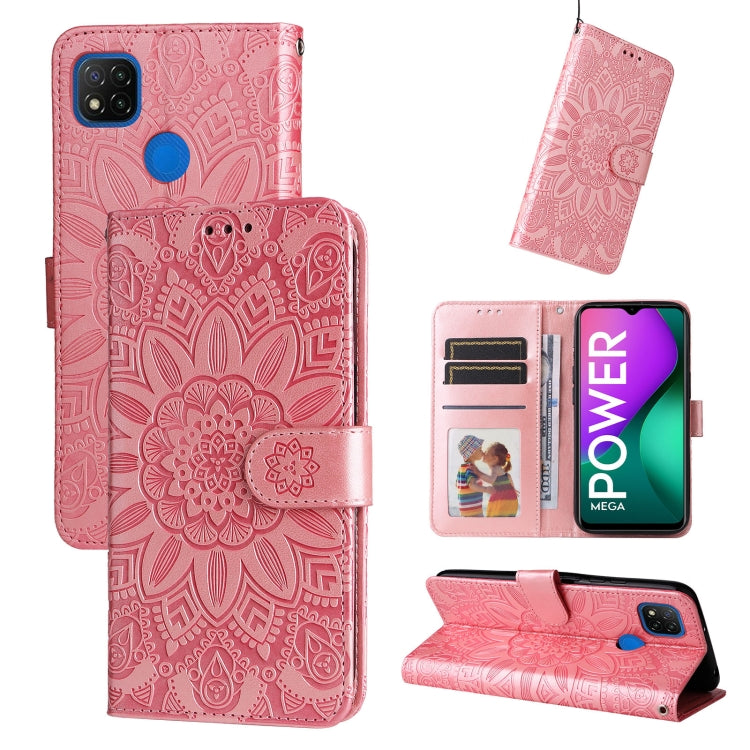 Custodia per telefono in pelle di girasole goffrata, For Xiaomi Redmi 9A, For Xiaomi Redmi 9C / 10A, For Xiaomi Redmi 10C 4G, For Xiaomi Redmi K40 / K40 Pro / Xiaomi Poco F1