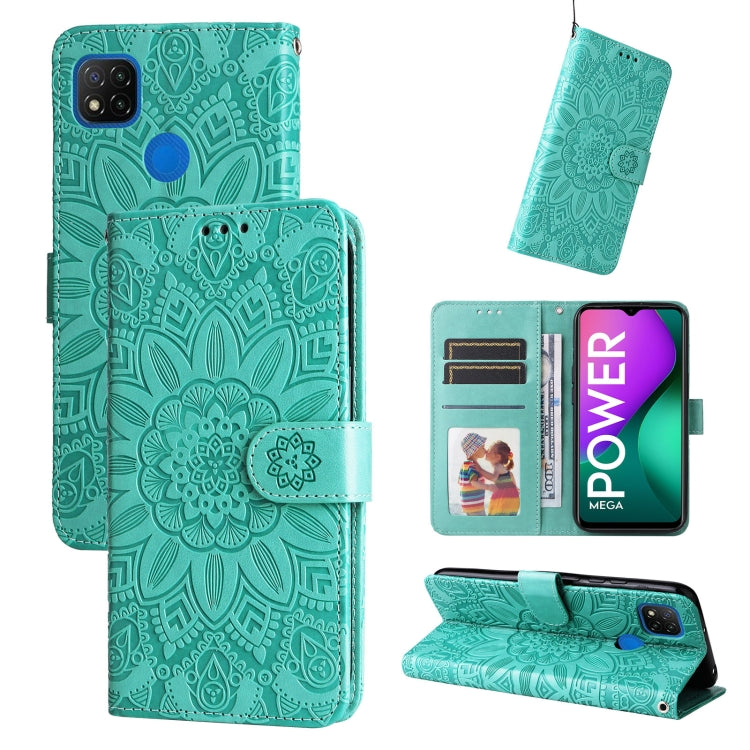 Custodia per telefono in pelle di girasole goffrata, For Xiaomi Redmi 9A, For Xiaomi Redmi 9C / 10A, For Xiaomi Redmi 10C 4G, For Xiaomi Redmi K40 / K40 Pro / Xiaomi Poco F1