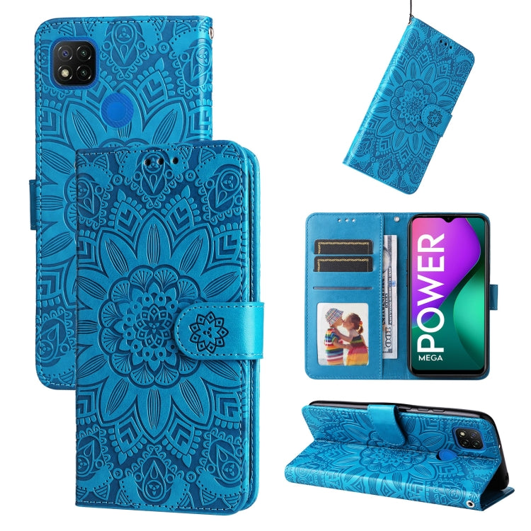 Custodia per telefono in pelle di girasole goffrata, For Xiaomi Redmi 9A, For Xiaomi Redmi 9C / 10A, For Xiaomi Redmi 10C 4G, For Xiaomi Redmi K40 / K40 Pro / Xiaomi Poco F1