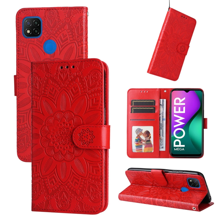 Custodia per telefono in pelle di girasole goffrata, For Xiaomi Redmi 9A, For Xiaomi Redmi 9C / 10A, For Xiaomi Redmi 10C 4G, For Xiaomi Redmi K40 / K40 Pro / Xiaomi Poco F1