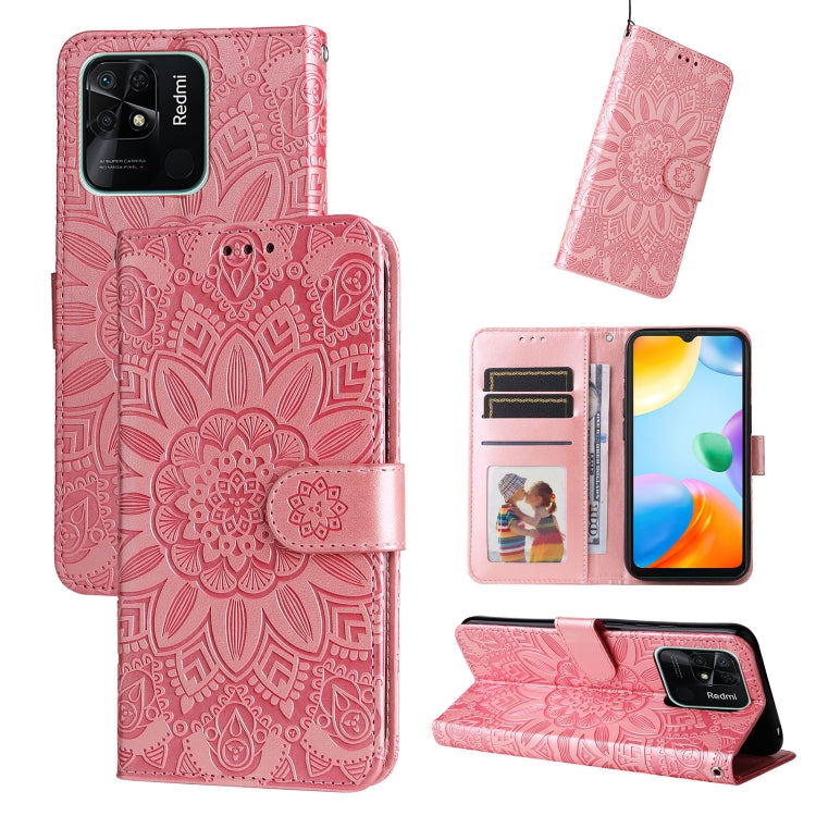 Custodia per telefono in pelle di girasole goffrata, For Xiaomi Redmi 9A, For Xiaomi Redmi 9C / 10A, For Xiaomi Redmi 10C 4G, For Xiaomi Redmi K40 / K40 Pro / Xiaomi Poco F1