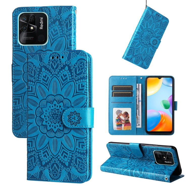 Custodia per telefono in pelle di girasole goffrata, For Xiaomi Redmi 9A, For Xiaomi Redmi 9C / 10A, For Xiaomi Redmi 10C 4G, For Xiaomi Redmi K40 / K40 Pro / Xiaomi Poco F1