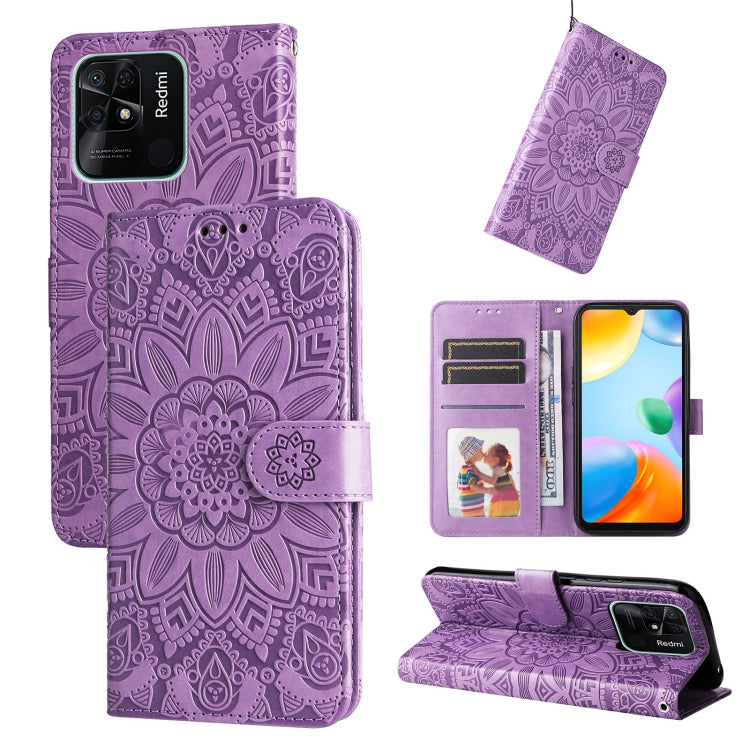 Custodia per telefono in pelle di girasole goffrata, For Xiaomi Redmi 9A, For Xiaomi Redmi 9C / 10A, For Xiaomi Redmi 10C 4G, For Xiaomi Redmi K40 / K40 Pro / Xiaomi Poco F1
