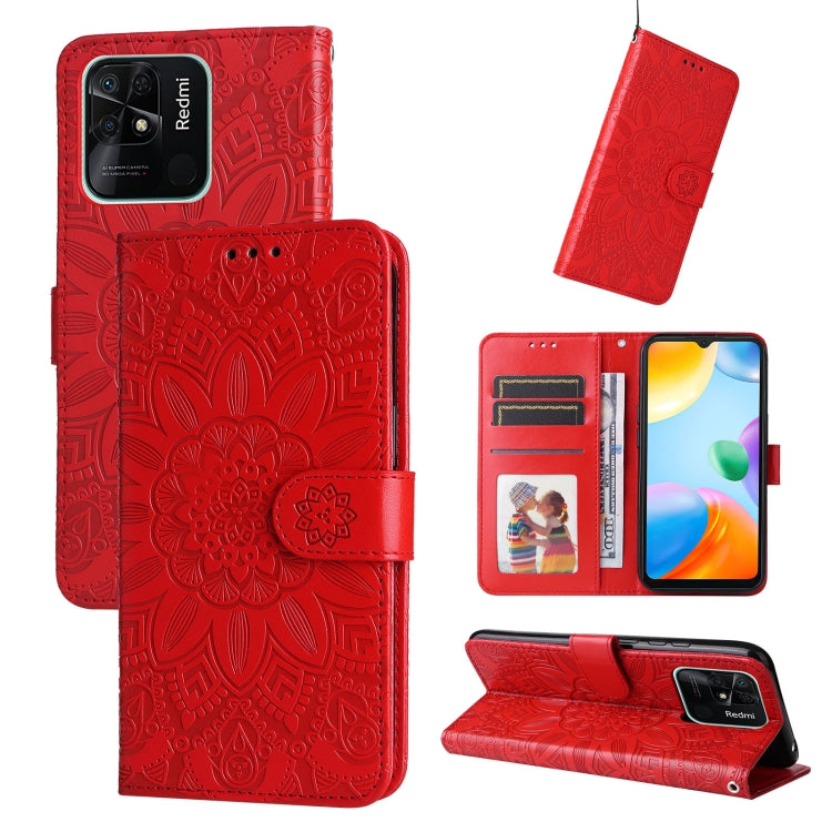 Custodia per telefono in pelle di girasole goffrata, For Xiaomi Redmi 9A, For Xiaomi Redmi 9C / 10A, For Xiaomi Redmi 10C 4G, For Xiaomi Redmi K40 / K40 Pro / Xiaomi Poco F1