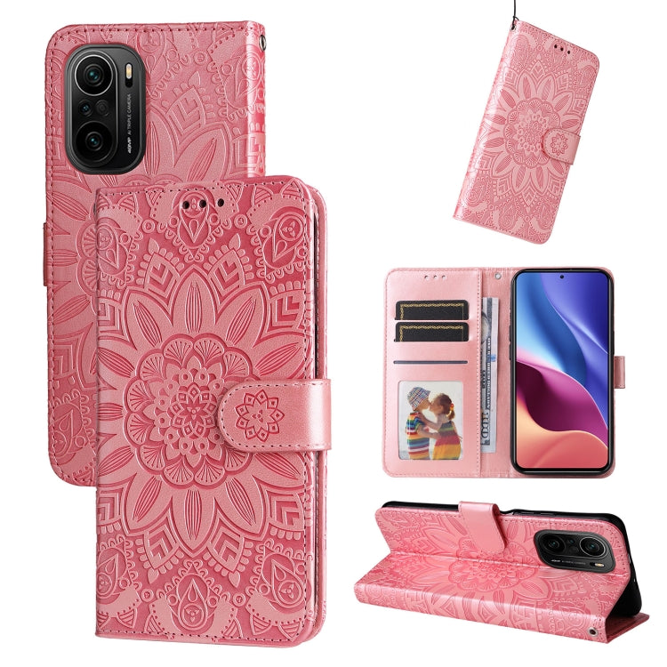 Custodia per telefono in pelle di girasole goffrata, For Xiaomi Redmi 9A, For Xiaomi Redmi 9C / 10A, For Xiaomi Redmi 10C 4G, For Xiaomi Redmi K40 / K40 Pro / Xiaomi Poco F1