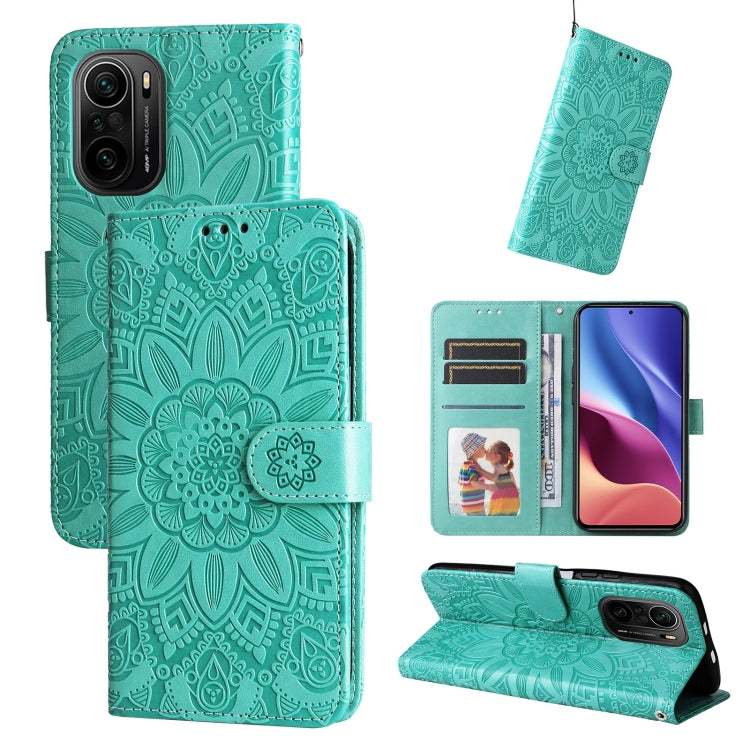 Custodia per telefono in pelle di girasole goffrata, For Xiaomi Redmi 9A, For Xiaomi Redmi 9C / 10A, For Xiaomi Redmi 10C 4G, For Xiaomi Redmi K40 / K40 Pro / Xiaomi Poco F1