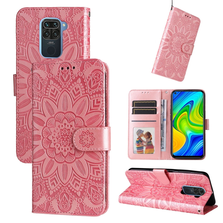 Custodia per telefono in pelle di girasole goffrata, For Xiaomi Redmi K50 Gaming 5G, For Xiaomi Redmi Note 10 Pro 5G, For Xiaomi Redmi Note 9 4G Foreign Version / 10X 4G, For Xiaomi Redmi Note 9S