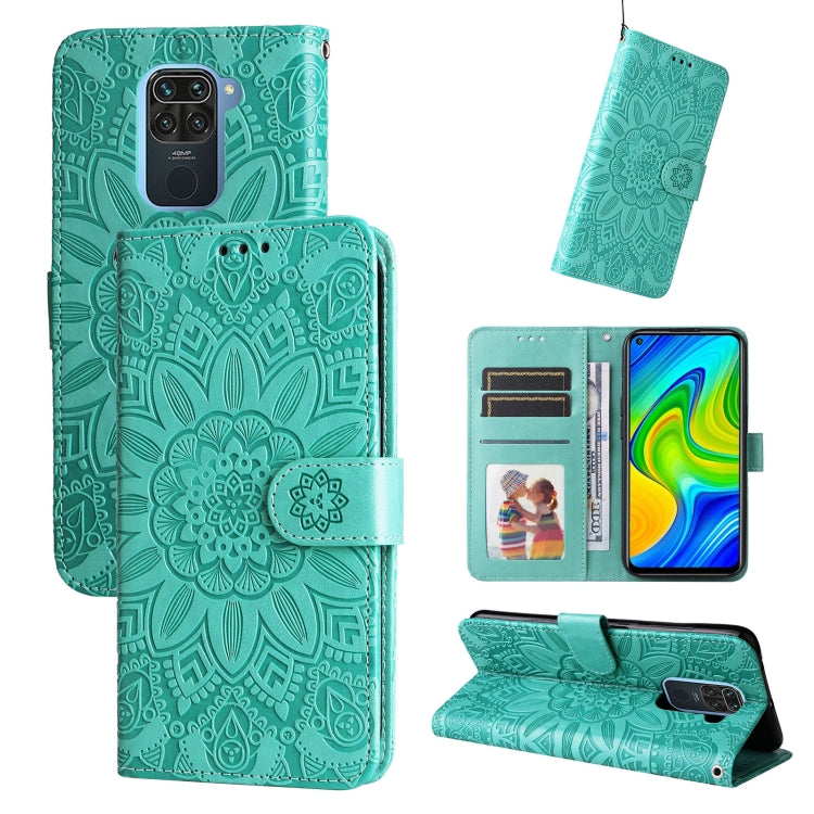 Custodia per telefono in pelle di girasole goffrata, For Xiaomi Redmi K50 Gaming 5G, For Xiaomi Redmi Note 10 Pro 5G, For Xiaomi Redmi Note 9 4G Foreign Version / 10X 4G, For Xiaomi Redmi Note 9S