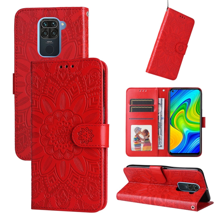 Custodia per telefono in pelle di girasole goffrata, For Xiaomi Redmi K50 Gaming 5G, For Xiaomi Redmi Note 10 Pro 5G, For Xiaomi Redmi Note 9 4G Foreign Version / 10X 4G, For Xiaomi Redmi Note 9S