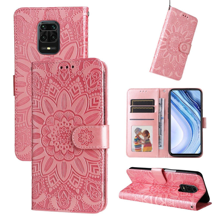 Custodia per telefono in pelle di girasole goffrata, For Xiaomi Redmi K50 Gaming 5G, For Xiaomi Redmi Note 10 Pro 5G, For Xiaomi Redmi Note 9 4G Foreign Version / 10X 4G, For Xiaomi Redmi Note 9S