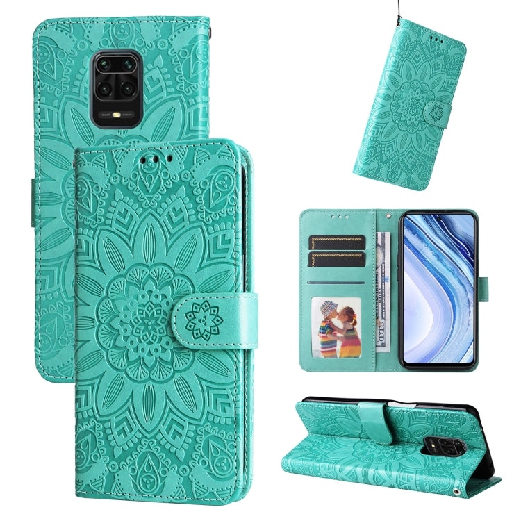 Custodia per telefono in pelle di girasole goffrata, For Xiaomi Redmi K50 Gaming 5G, For Xiaomi Redmi Note 10 Pro 5G, For Xiaomi Redmi Note 9 4G Foreign Version / 10X 4G, For Xiaomi Redmi Note 9S