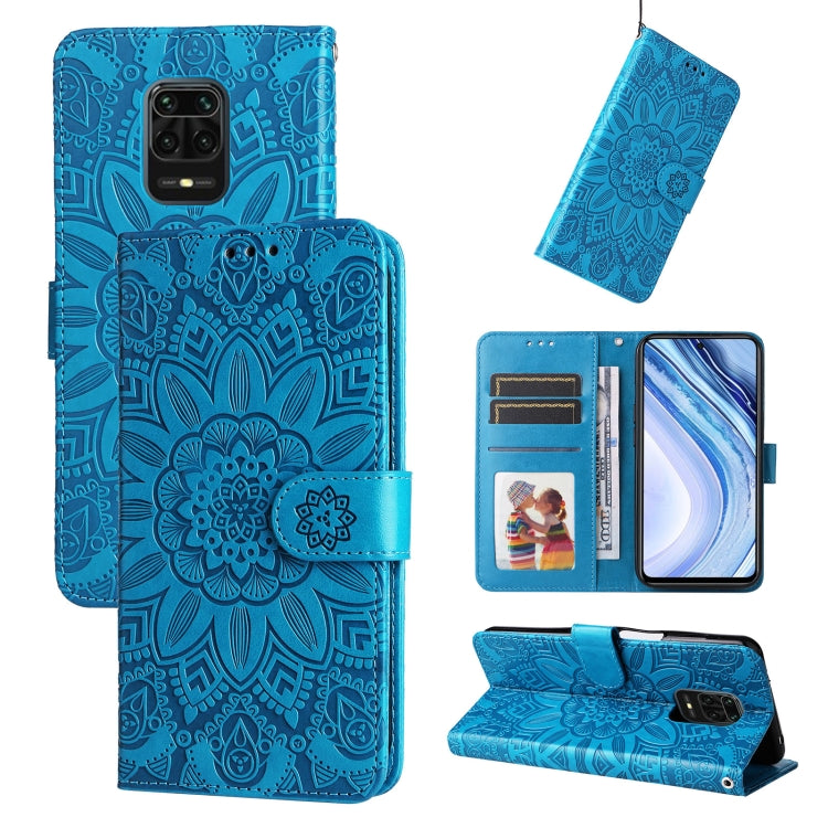 Custodia per telefono in pelle di girasole goffrata, For Xiaomi Redmi K50 Gaming 5G, For Xiaomi Redmi Note 10 Pro 5G, For Xiaomi Redmi Note 9 4G Foreign Version / 10X 4G, For Xiaomi Redmi Note 9S
