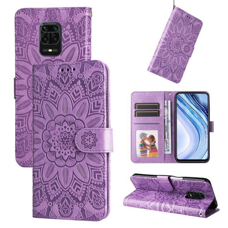 Custodia per telefono in pelle di girasole goffrata, For Xiaomi Redmi K50 Gaming 5G, For Xiaomi Redmi Note 10 Pro 5G, For Xiaomi Redmi Note 9 4G Foreign Version / 10X 4G, For Xiaomi Redmi Note 9S