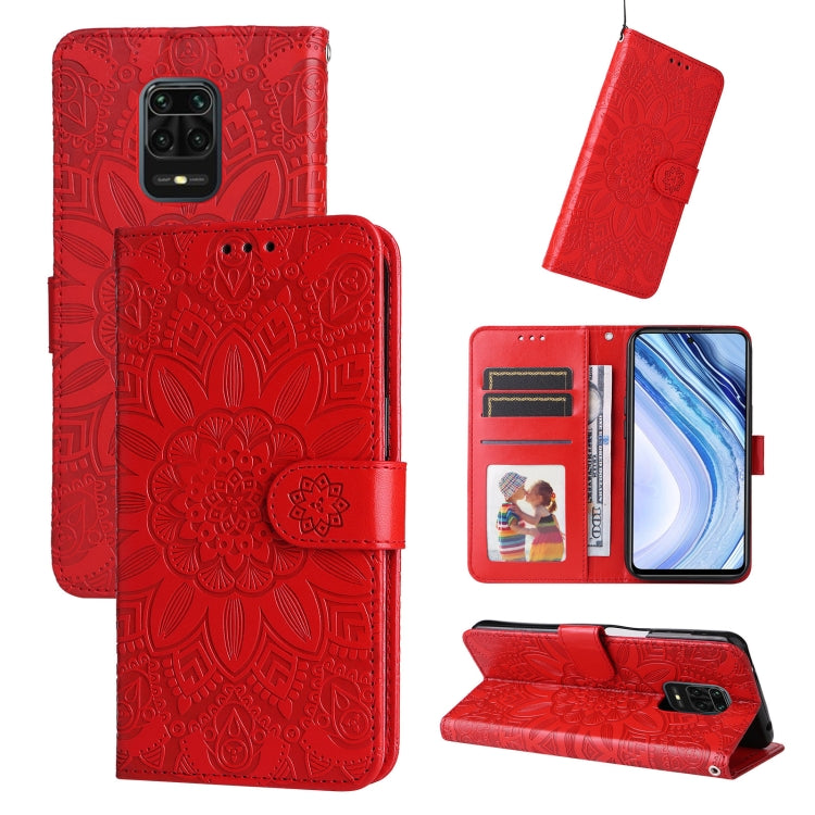 Custodia per telefono in pelle di girasole goffrata, For Xiaomi Redmi K50 Gaming 5G, For Xiaomi Redmi Note 10 Pro 5G, For Xiaomi Redmi Note 9 4G Foreign Version / 10X 4G, For Xiaomi Redmi Note 9S