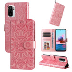 Custodia per telefono in pelle di girasole goffrata, For Xiaomi Redmi Note 10 4G / Note 10S 4G, For Xiaomi Redmi Note 10 5G, For Xiaomi Redmi Note 10 Pro / Note 10 Pro Max, For Xiaomi Redmi Note 11 5G  / Poco M4 Pro 5G