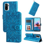 Custodia per telefono in pelle di girasole goffrata, For Xiaomi Redmi Note 10 4G / Note 10S 4G, For Xiaomi Redmi Note 10 5G, For Xiaomi Redmi Note 10 Pro / Note 10 Pro Max, For Xiaomi Redmi Note 11 5G  / Poco M4 Pro 5G